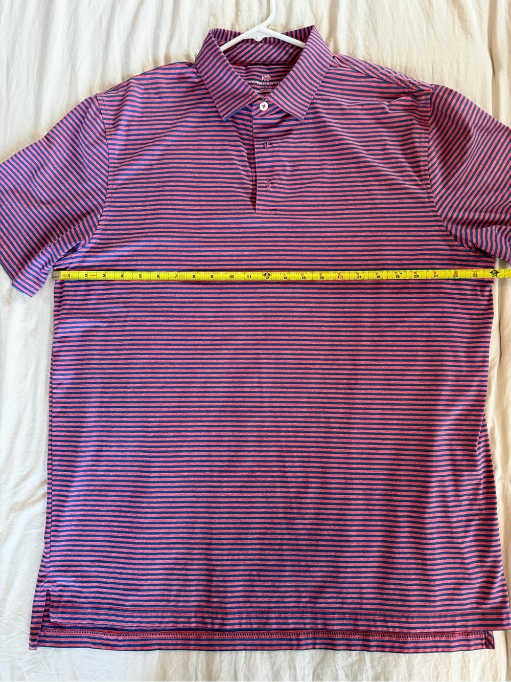 Southern Tide Purple and Black Striped Polo